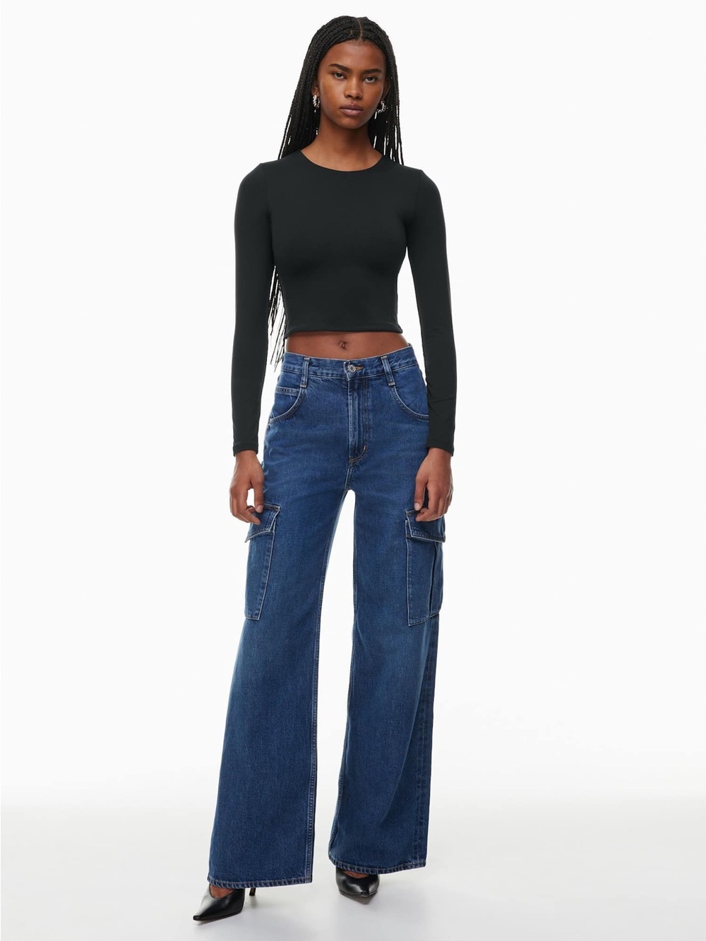 AGOLDE Minka Cargo High Rise Wide Leg Jeans Wash Blue Size 30